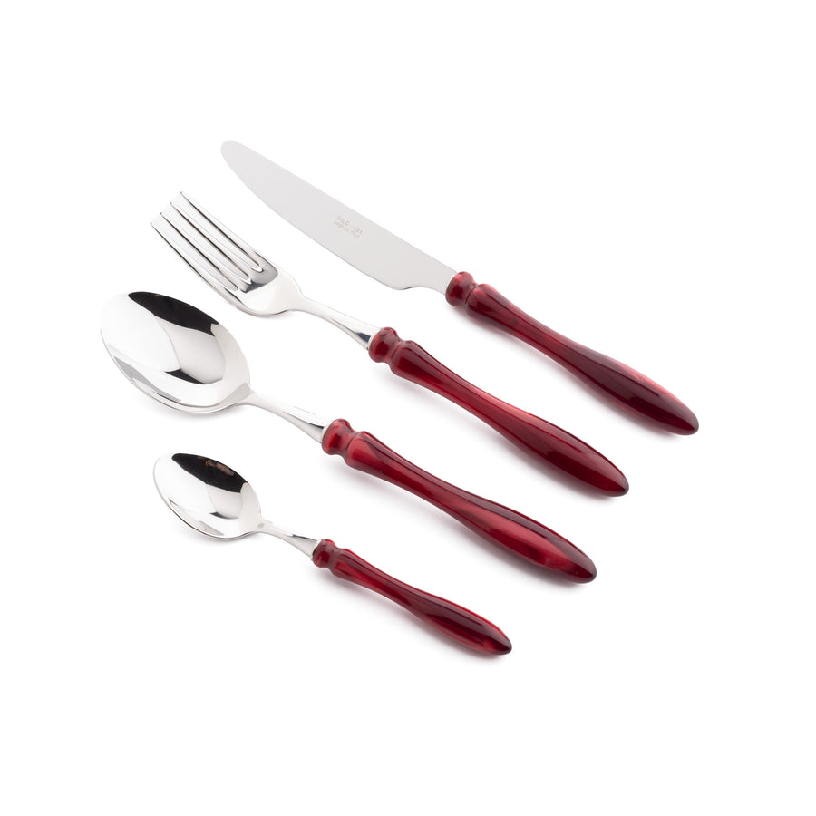 Luxury Set 24 Pcs Elba Steel Bordeaux