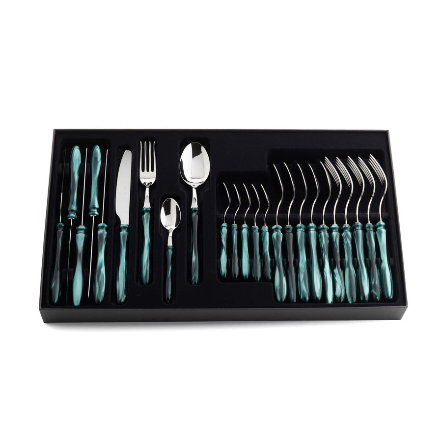 Luxury Set 24 Pcs Elba Steel Dark Green