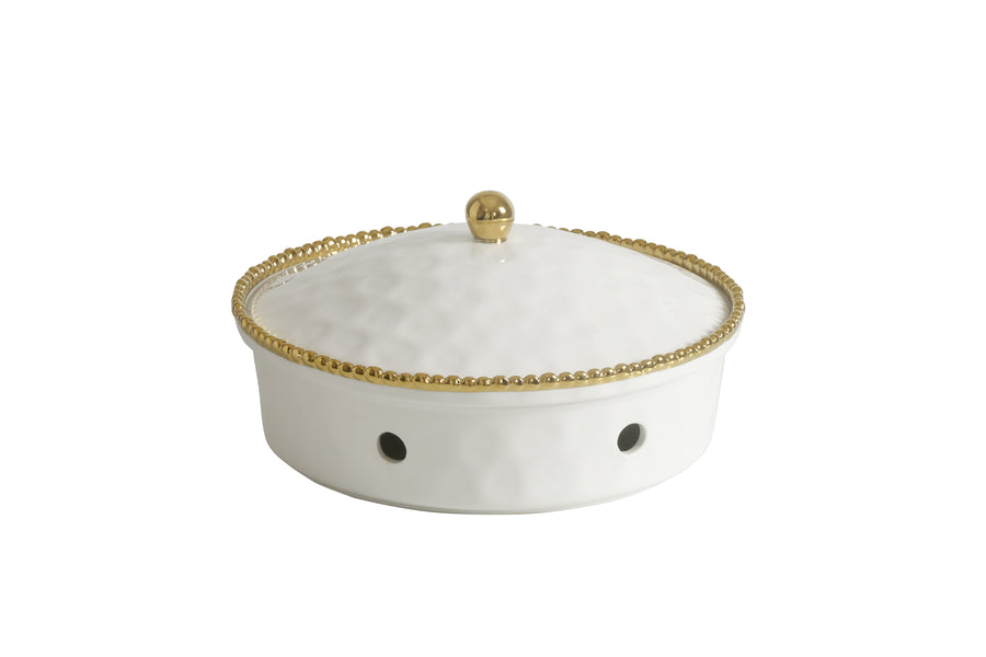 Round Chafing Dish with Gold Beads