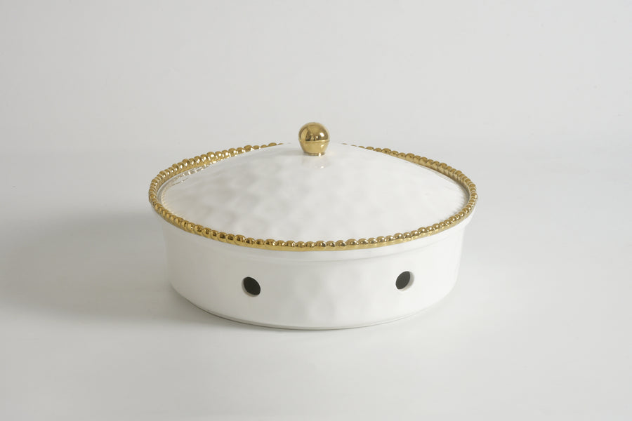 Round Chafing Dish with Gold Beads