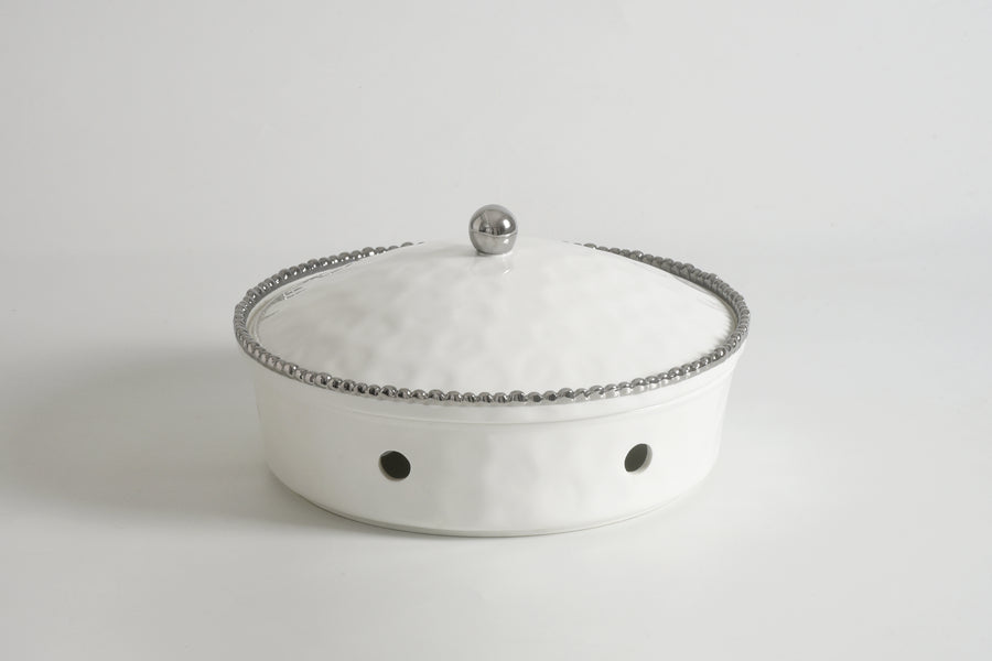 Round Chafing Dish with Silver Beads