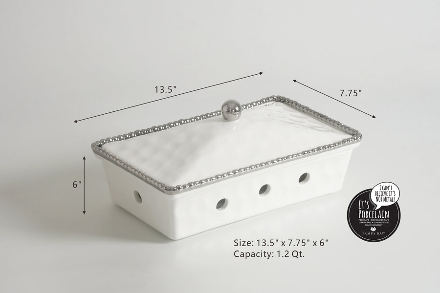 Rectangular Chafing Dish with Silver Beads