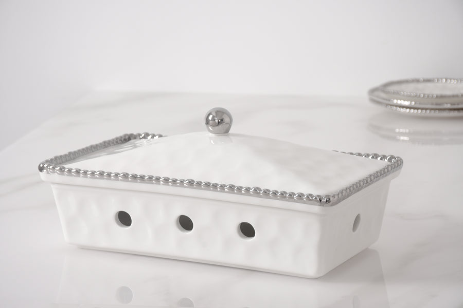 Rectangular Chafing Dish with Silver Beads