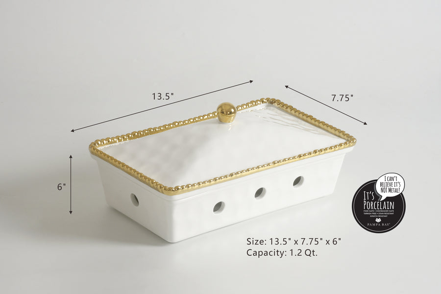 Rectangular Chafing Dish with Gold Beads