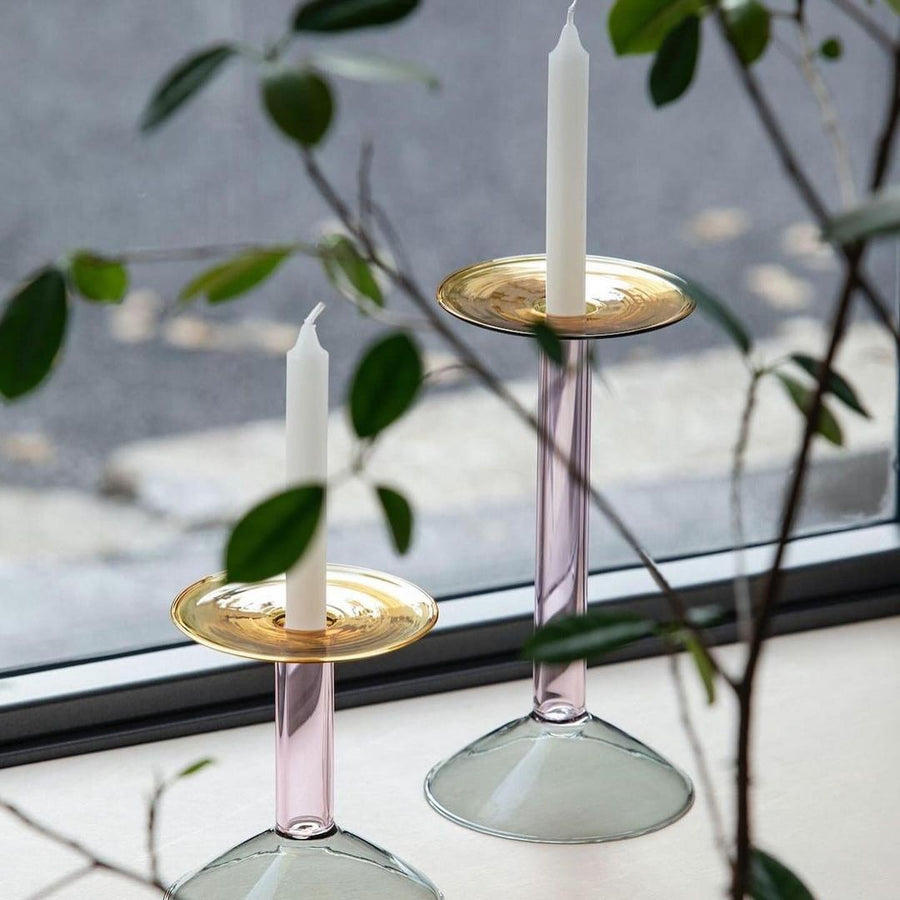 Rainbow Candleholder PM Grey/Pink/Amber