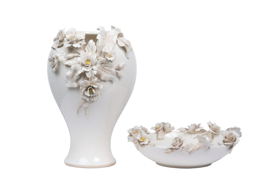 Vase with Beige Flowers, Short