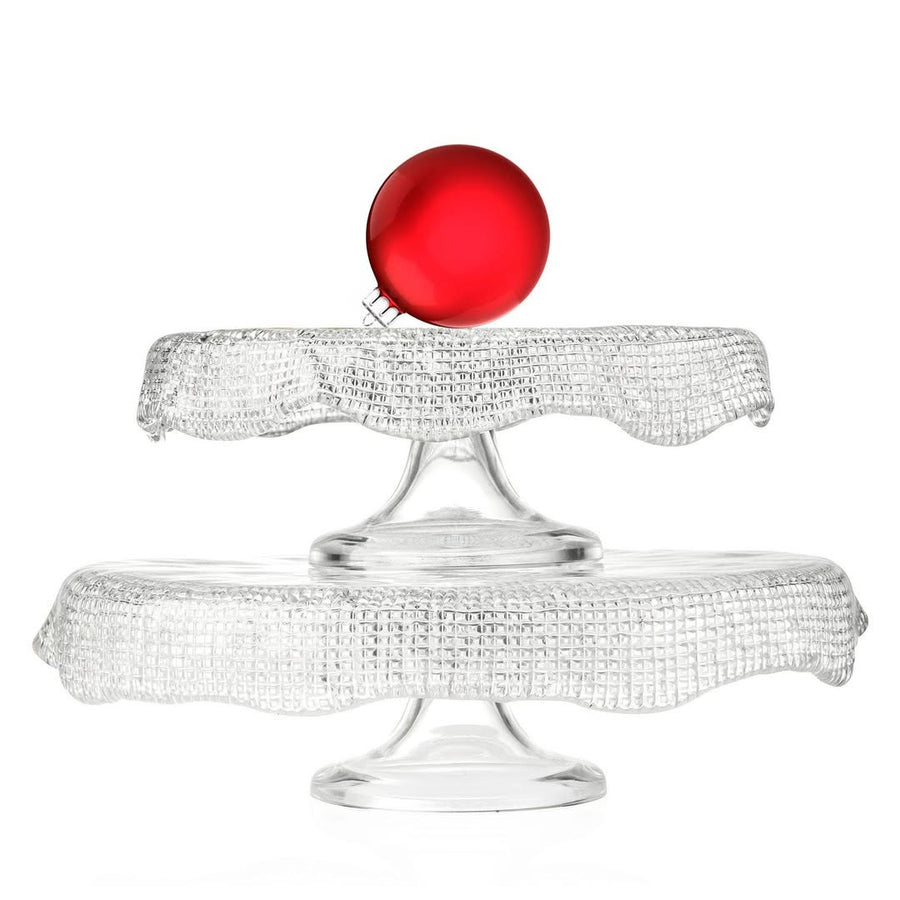 Diamante Footed Cakestand Scalloped Clear 22 cm