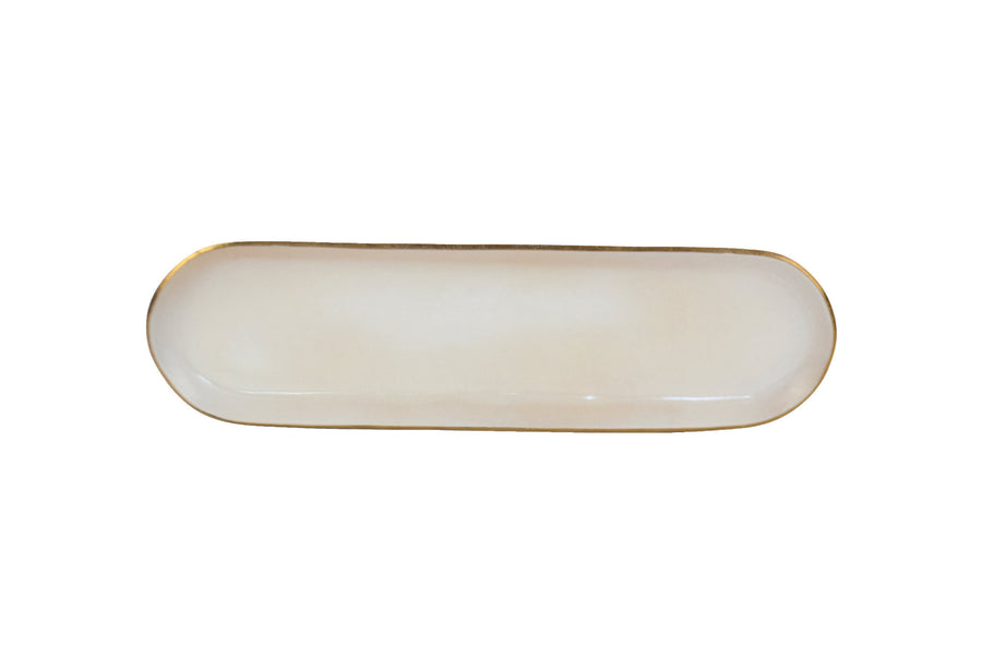 Edge Narrow Platter 35 Ivory Gold