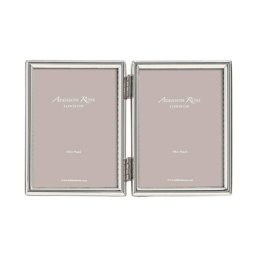 4x6 Fine Edged Silver Double Photo Frame