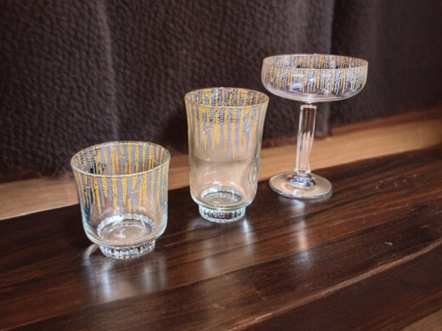 Modern High Ball Juice Glass Golden Silver Set of 6 Pcs