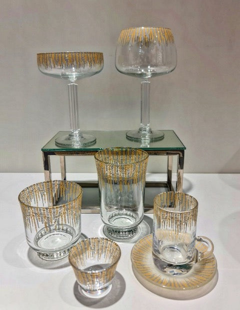 Modern Water Glass Golden Silver Set of 6 Pcs