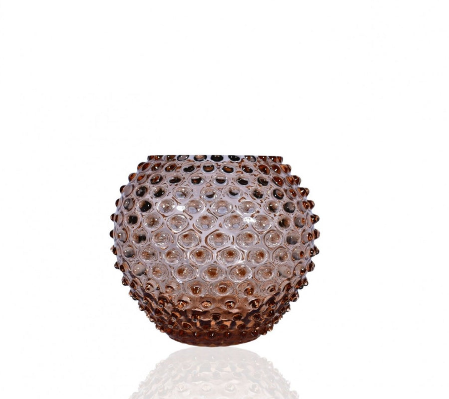 Hobnail Globe Vase 18 cm New Brown