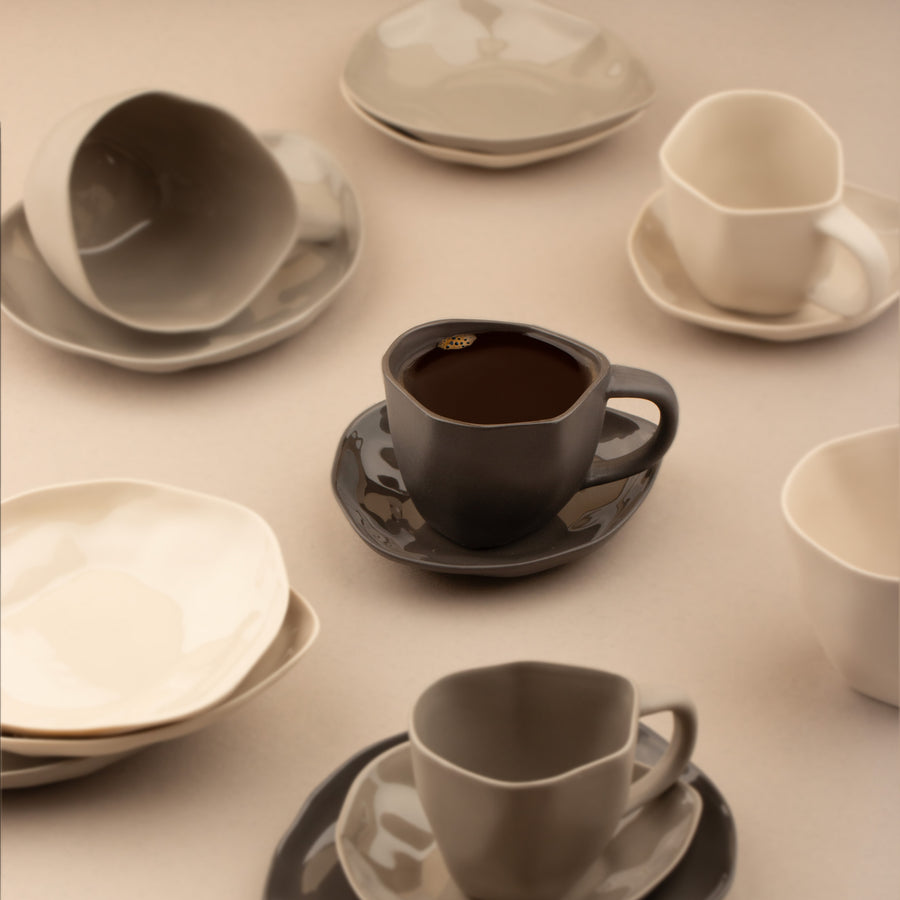 Stoneware Cup & Saucer, White