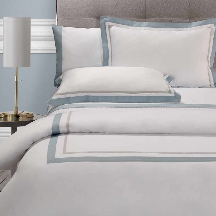 Palm Beach Raso Double Duvet Cover Set 200x220 - 1/50 White Blue