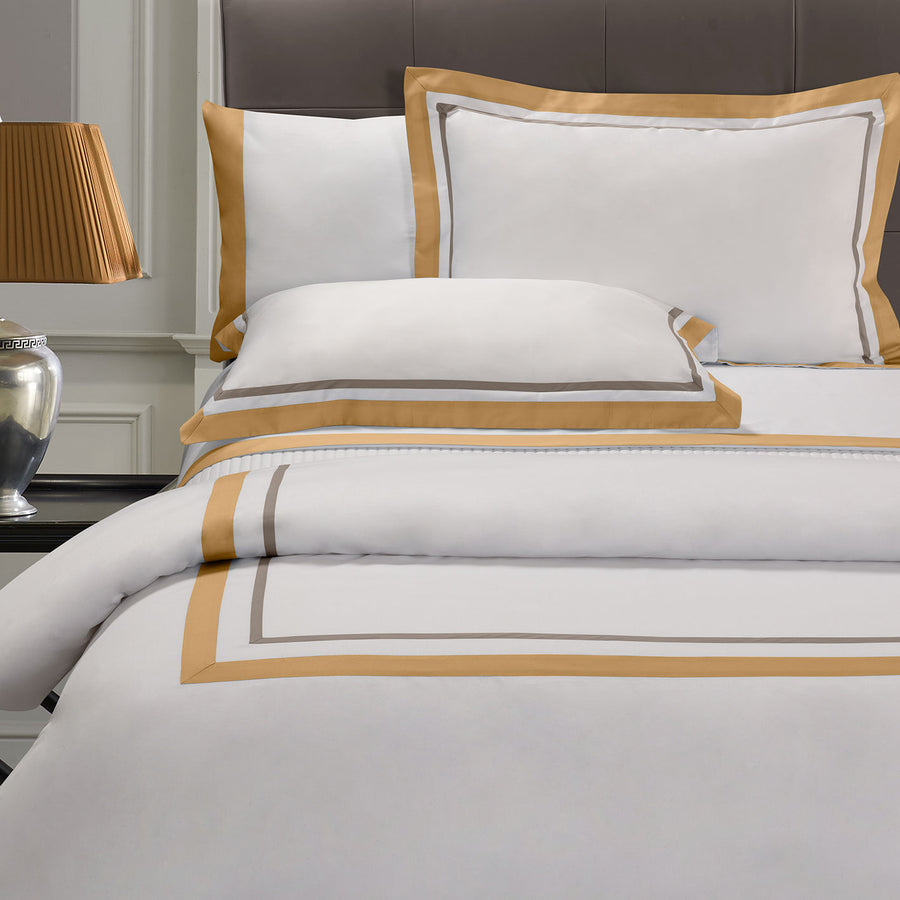 Palm Beach Raso Double Duvet Cover Set 200x220 - 1/61 White/Gold Yellow