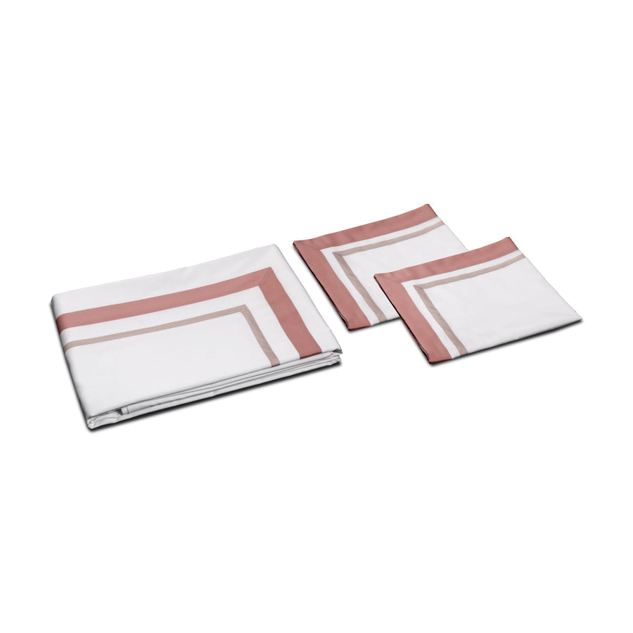 Palm Beach Raso King Sheet Set 270x290 - 1/12 White/Pink