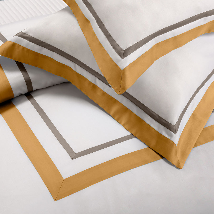 Palm Beach Raso Double Duvet Cover Set 200x220 - 1/61 White/Gold Yellow