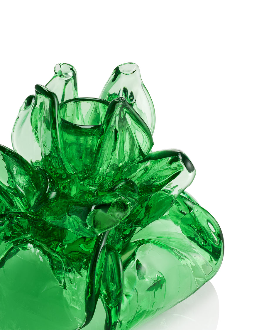 Peony Candle Holder Emerald