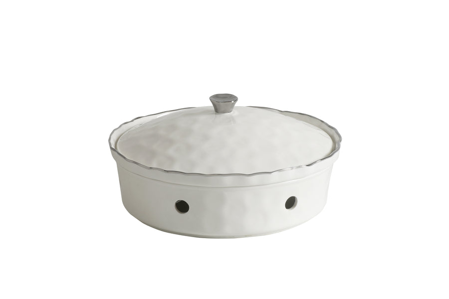 Round Chafing Dish with Wavy Silver Rim