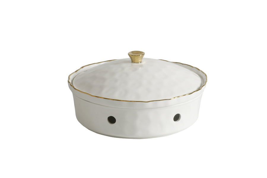 Round Chafing Dish with Wavy Gold Rim