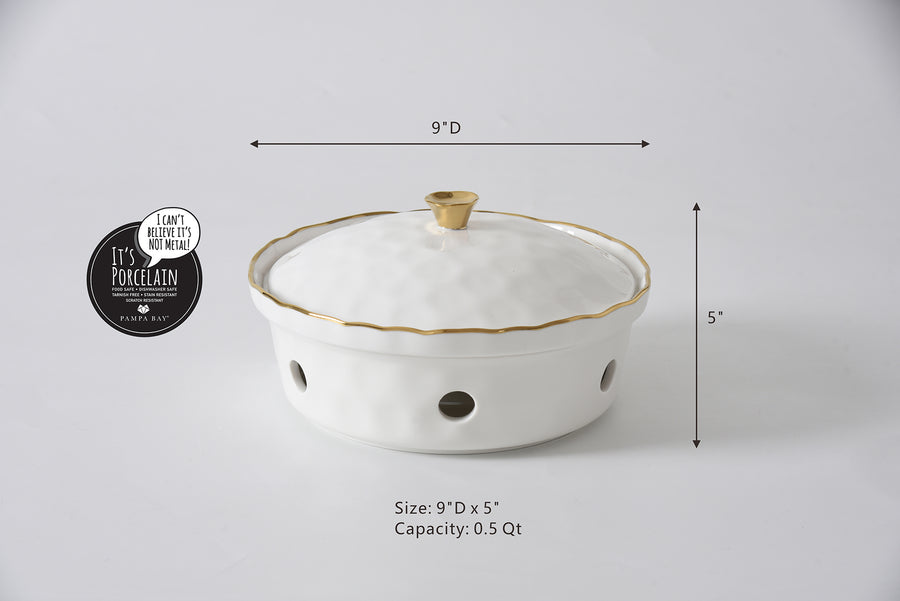 Small Round Chafing Dish with Wavy Gold Rim