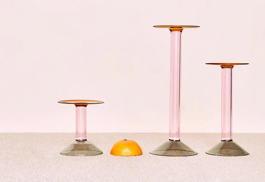 Rainbow Candleholder GM Grey/Pink/Amber