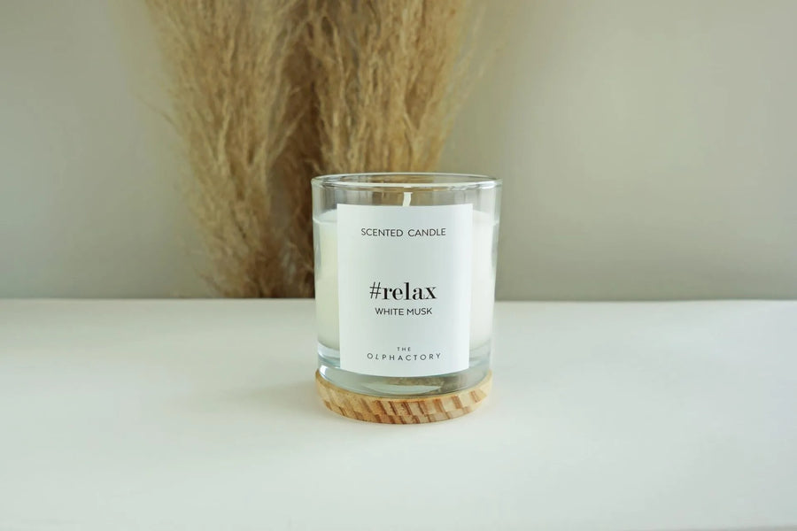 Scented Candle Glass 40h Relax White Musk