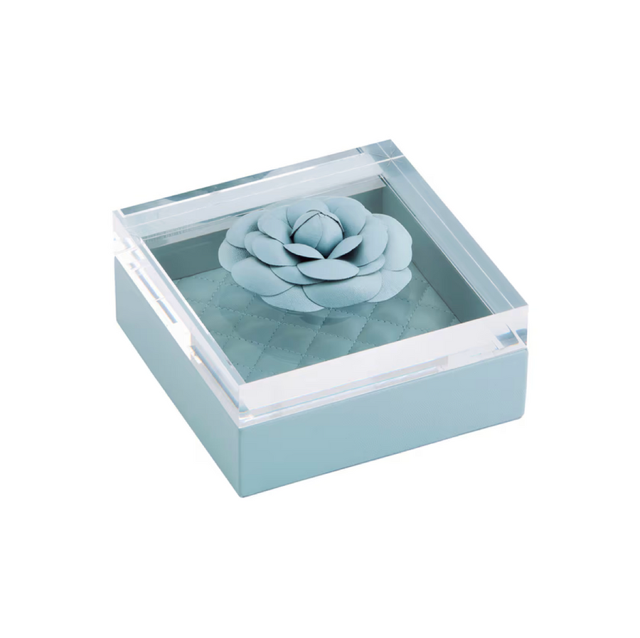 Leather Box with Acrylic Lid Azure