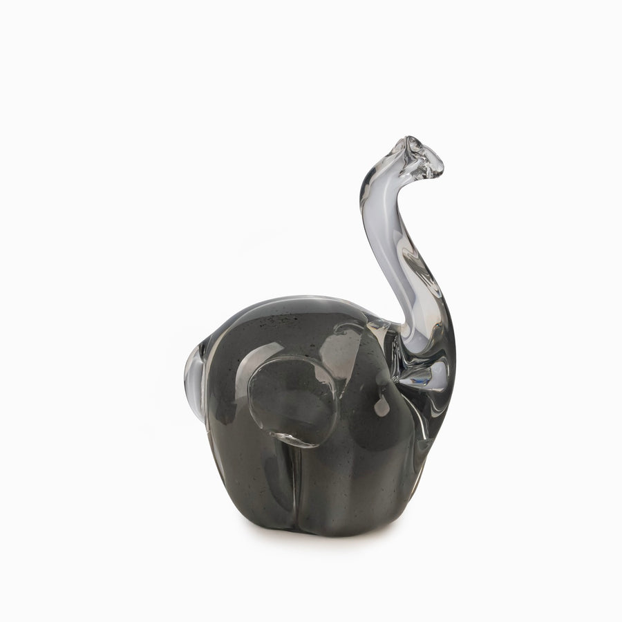 Obsidian Elephant Glass Sculpture