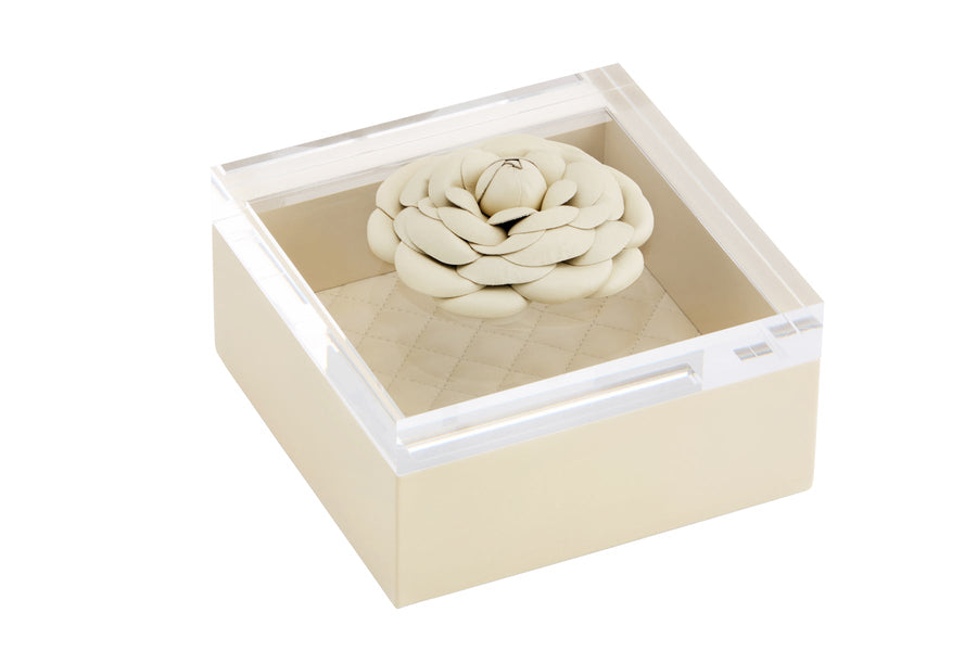 Leather Box with Acrylic Lid Ivory