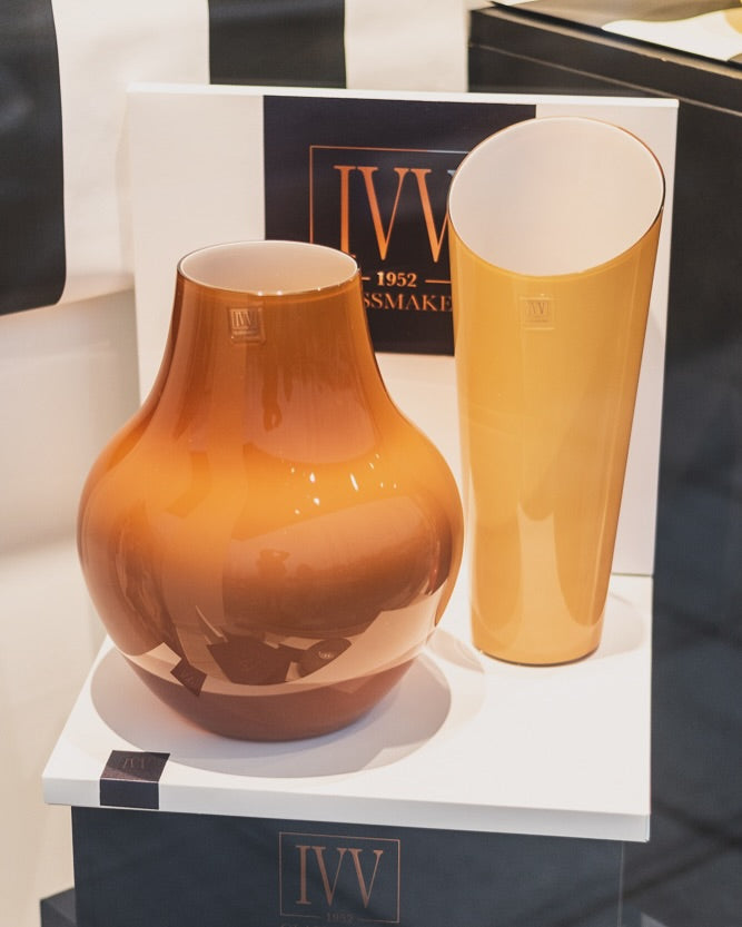 Soho Cold Cut Cognac/Milk White Cased Vase