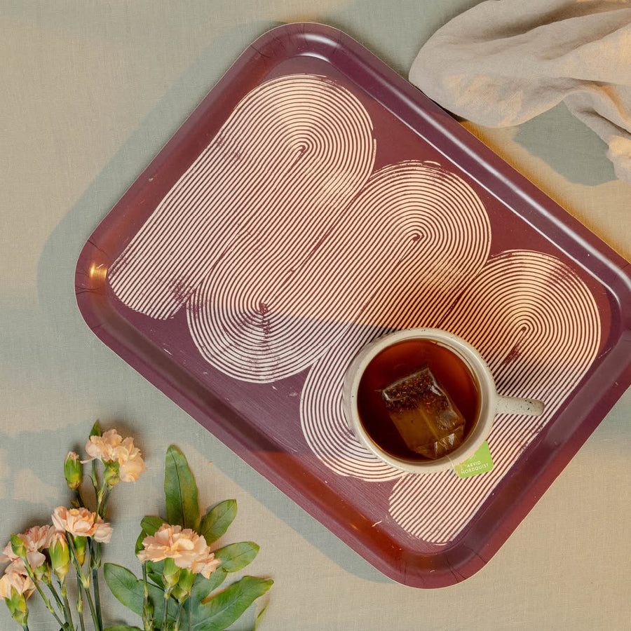 Swirl Burgundy Tray 36x28cm
