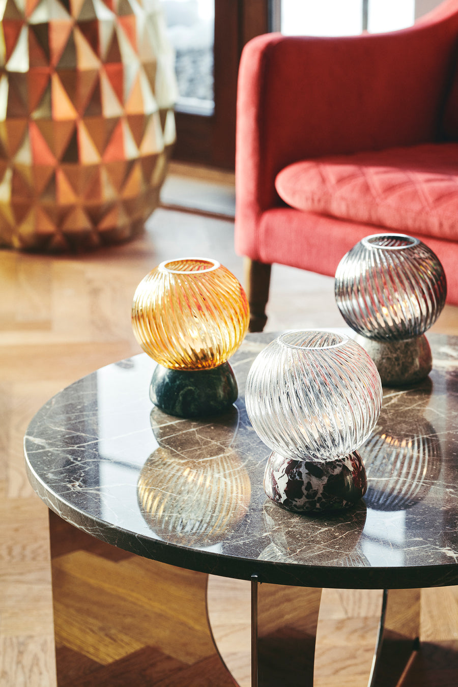 Twist of Marble, Burgundy - Clear