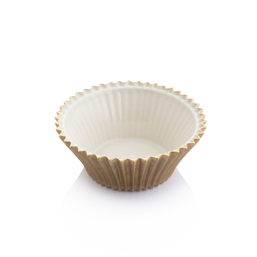 Pleated Fruit Salad Bowl, Big, Gold