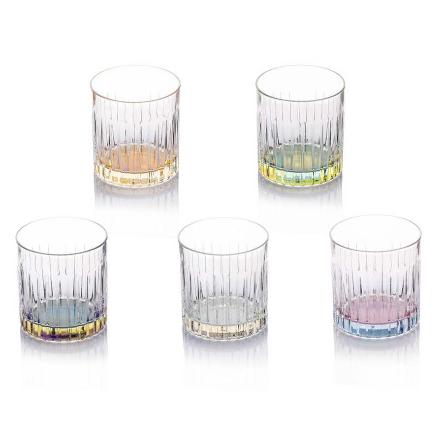 6-pc Set Domina Water Glasses with Colored Bottom