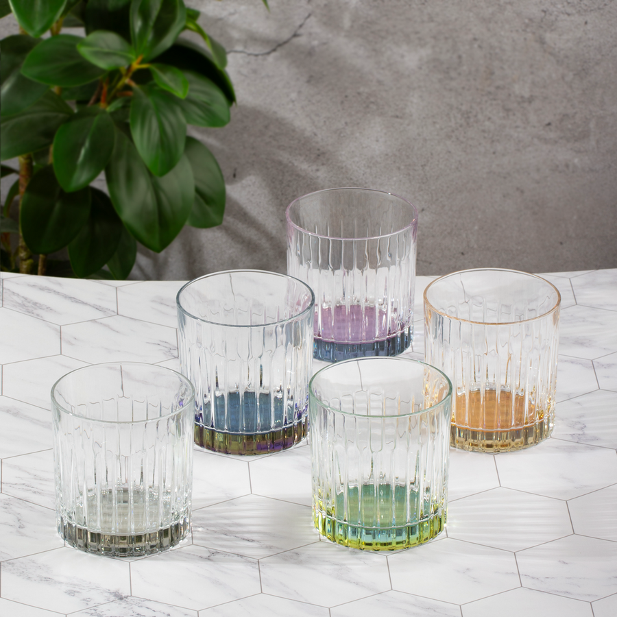 6-pc Set Domina Water Glasses with Colored Bottom