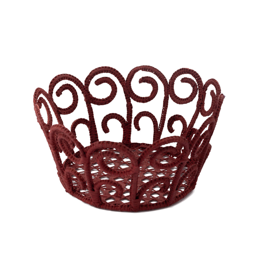 Peacock Breadbasket, Iraka Palm Handwoven Deep Red