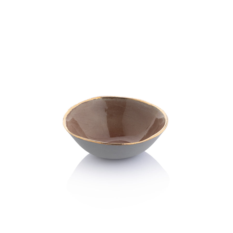 Bowl with Shiny Rim & Nuances of Dark Brown - Small