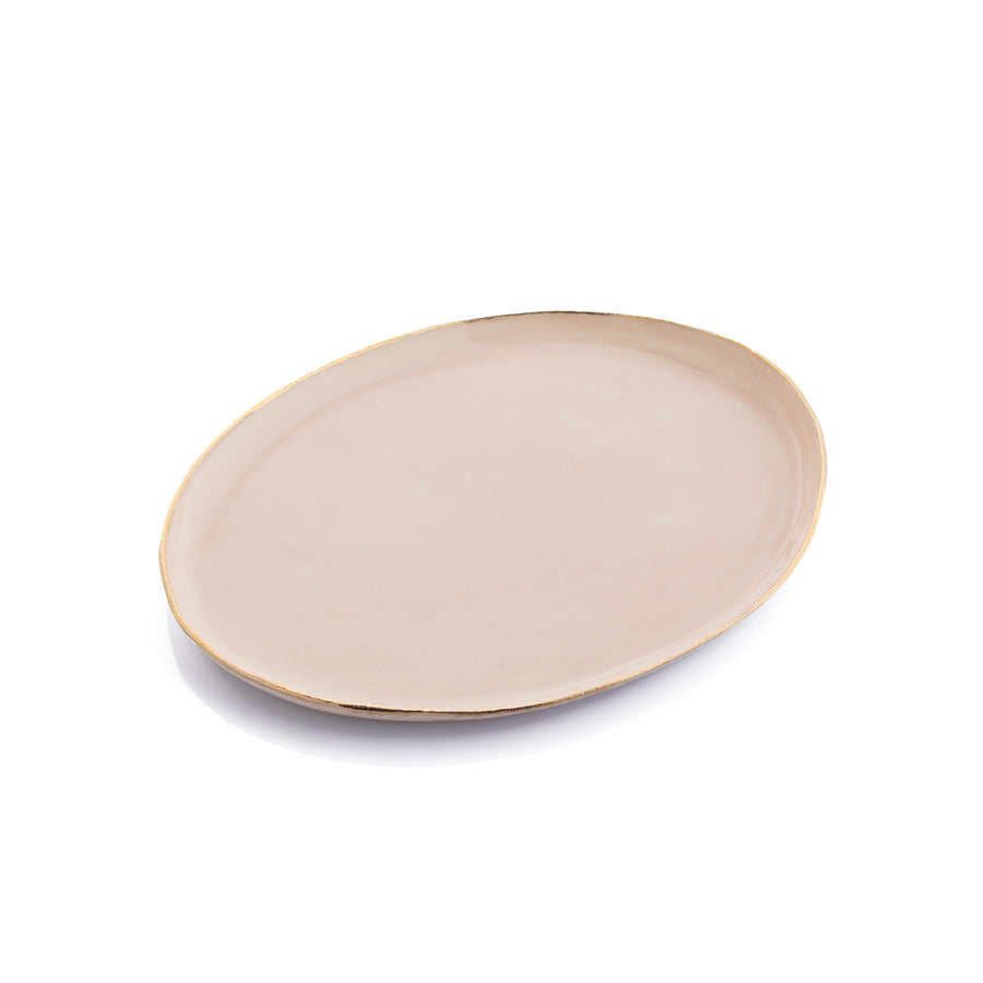 Oval Tray with Shiny Rim Soft Pink