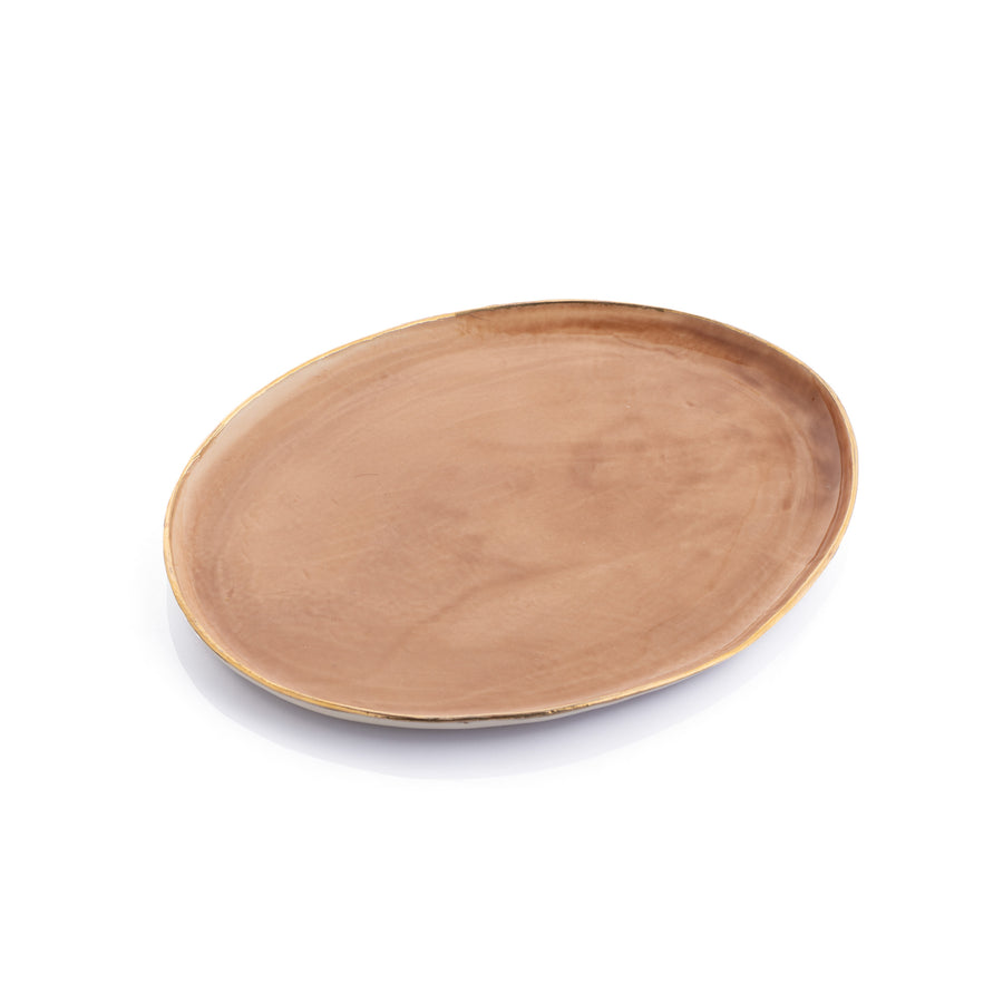 Oval Tray with Shiny Rim Brown