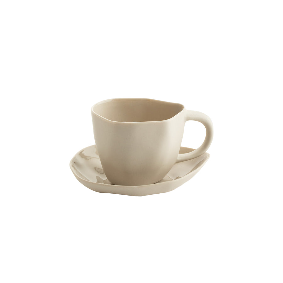 Small Stoneware Cup & Saucer, White