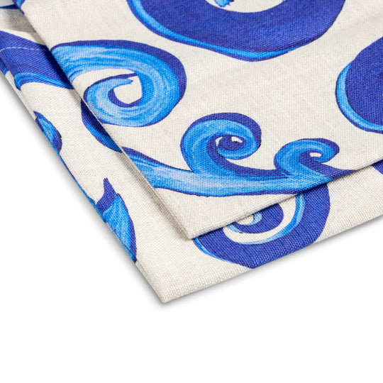 Athenee Peacock Two Tone Blue Non-Stain Napkins, 50 x 50, Set of 2