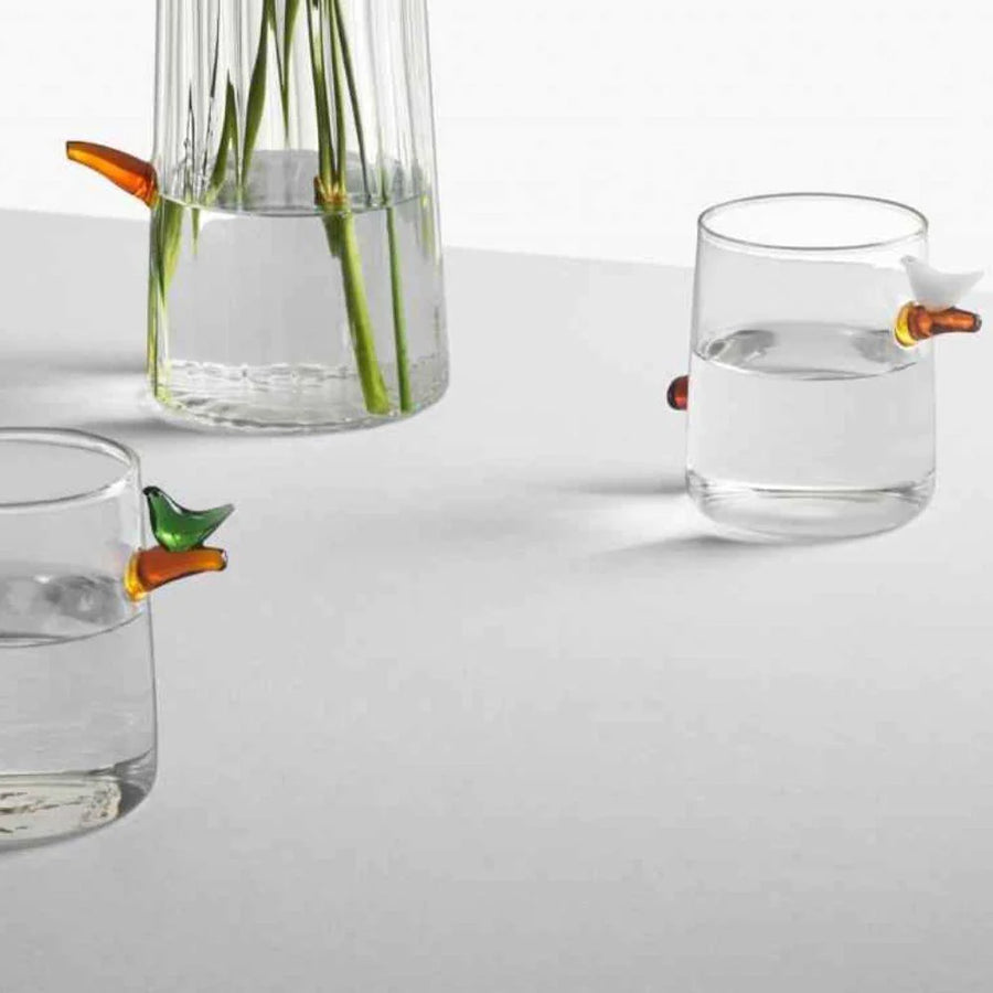 Birds Water Glass White Bird