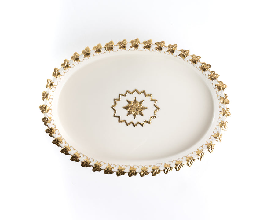 Footed Oval Tray Gold