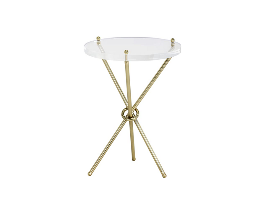 Lucite Side Table Gold Brass