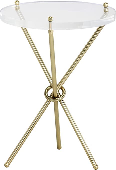 Lucite Side Table Gold Brass