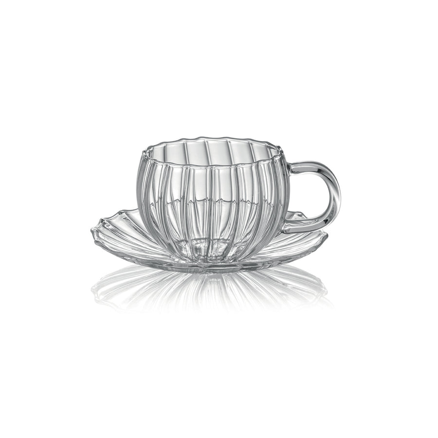 Coffee & Tea Set 2 Espresso Cup With Handle + 2 Saucer