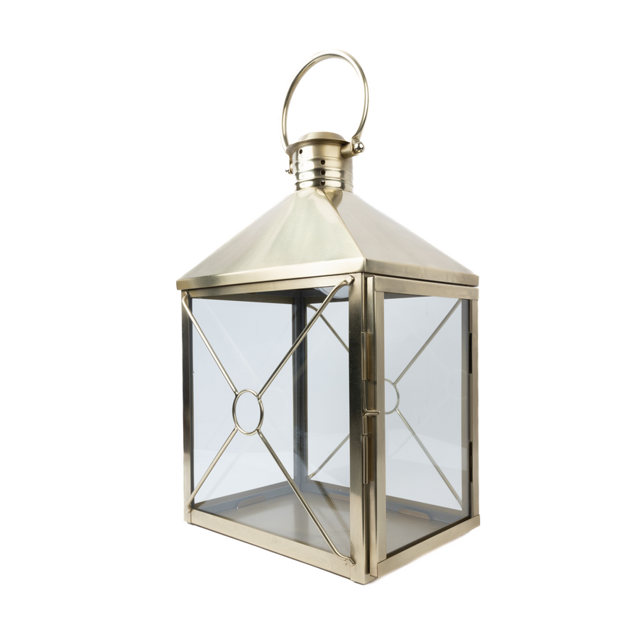 Charcoal Rectangular Lantern Antique Brass