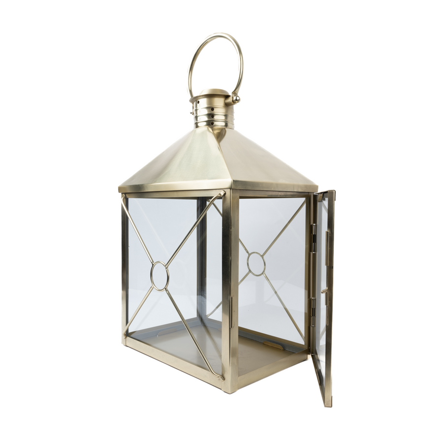 Charcoal Rectangular Lantern Antique Brass