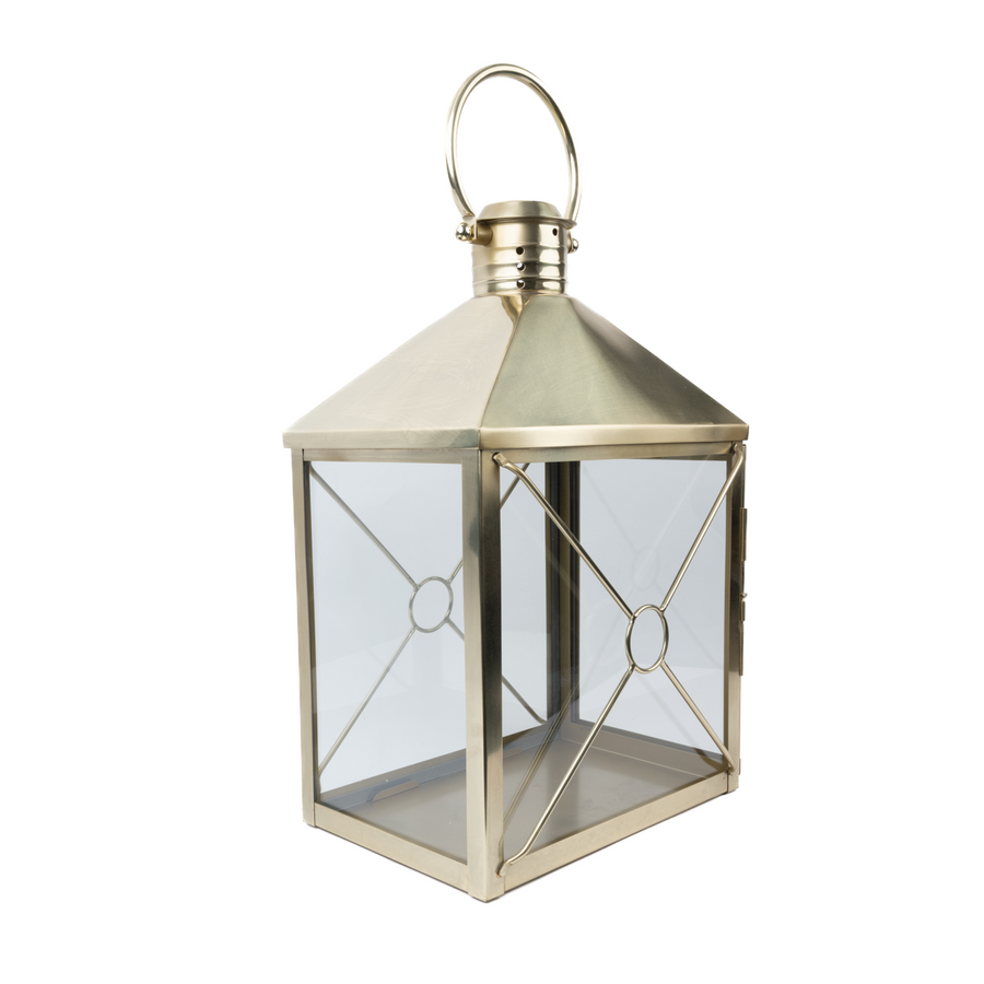 Charcoal Rectangular Lantern Antique Brass